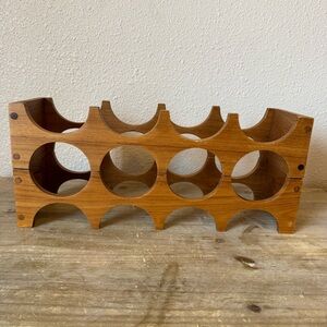 Vintage MidCentury Stackable Teak Wood Wine Rack Set Of 2 Holds 12 Bottles